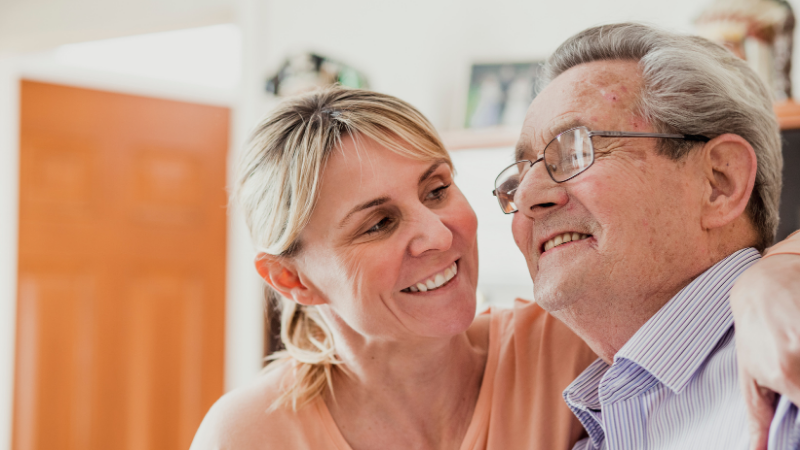 Adult caring for elderly parent